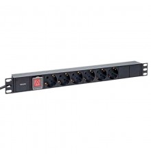 Блок розеток PDU TERACOM 19" 1U 16А/250В 6 розеток Schuko 2 метра 3x1,5 мм2 вилка Schuko  TRC-HPD-LS-16A-6SH-2MSH  EKF