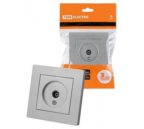 Розетка телевизионная простая (0-2400МГц, "мама") серебр. металлик "Сенеж"   SQ1816-0245  TDM