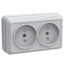 ОКТАВА белый Розетка 2-местная О/У б/з со шторками 10А РСш22-2-ОБ  ERO23-K01-10-DC  GENERICA