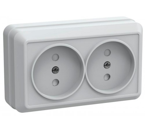 ОКТАВА белый Розетка 2-местная О/У б/з со шторками 10А РСш22-2-ОБ  ERO23-K01-10-DC  GENERICA