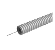 Труба гофрированная ПВХ лёгкая D25 мм с зондом самозатухающая (уп. 50 м)  KM-FRTGPVC-25  КМ-Профиль