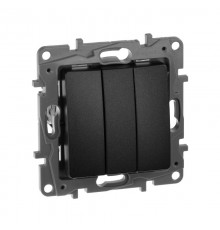 Etika Антрацит Выключатель 3-клавишный 10А 250В винтовые зажимы  672643  Legrand