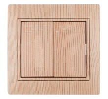 Выключатель Intro Plano 1-104-11 двухклавишный, 10А-250В, IP20, СУ, Plano, сосна  Б0053771  Intro