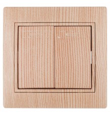 Выключатель двойной, 10А-250В, IP20, СУ, Plano, сосна 1-104-11 (10/200/2000)  Б0030045  Intro