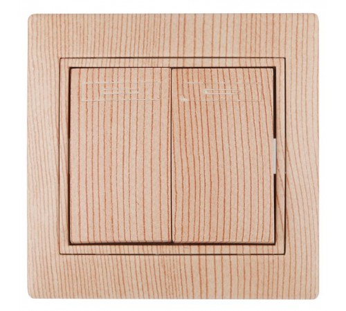 Выключатель Intro Plano 1-104-11 двухклавишный, 10А-250В, IP20, СУ, Plano, сосна  Б0053771  Intro