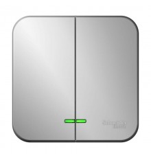 Blanca Алюминий О/У Выключатель 2-клавишный с подсветкой, 10А, 250B  BLNVA105103  SE