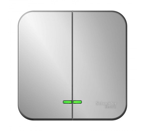 Blanca Алюминий О/У Выключатель 2-клавишный с подсветкой, 10А, 250B  BLNVA105103  SE