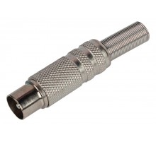 Разъем   R-TV01 штекер TV c пружиной никель  Б0048302  ЭРА