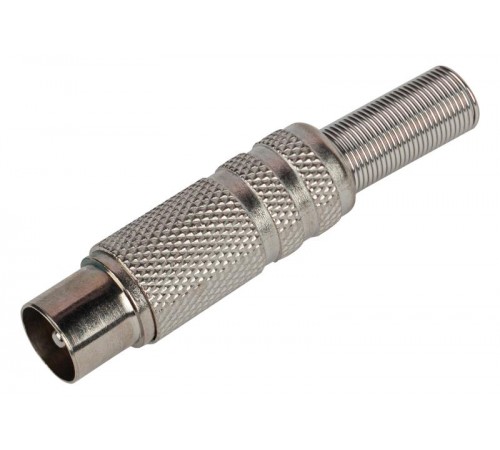 Разъем   R-TV01 штекер TV c пружиной никель  Б0048302  ЭРА