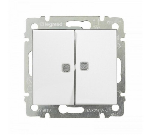Valena Белый Переключатель 2-х клавишный с подсветкой  774212  Legrand