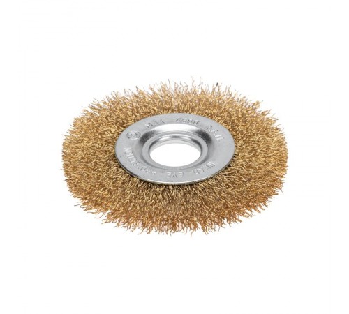 Щетка дисковая для УШМ, витая латунированная проволока, 100мм, отв. 22,23мм  KR-91-1241  Kranz