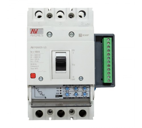 Выключатель автоматический AV POWER-1/3 160А 100kA ETU2.2 AVERES  mccb-13-160H-2.2-av  EKF