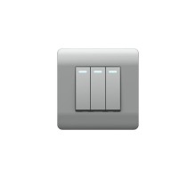 Переключатель 3-клавишный с подсветкой, 10А, серебряный(NEW3-E)  431513  CHINT