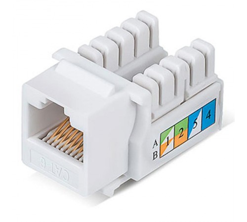 Модуль Keystone Jack RJ-45(8P8C), UTP неэкранированный, CAT 6, тип 90 градусов, белый REXANT PRO  02-0254  REXANT
