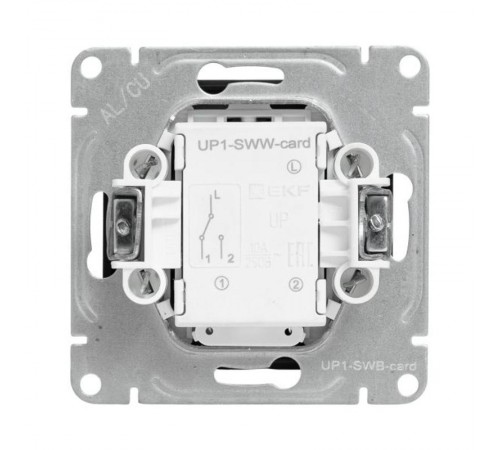 Механизм выключателя, карточный, с подсветкой, чёрный Эпика EKF  UP1-SWB-card  EKF