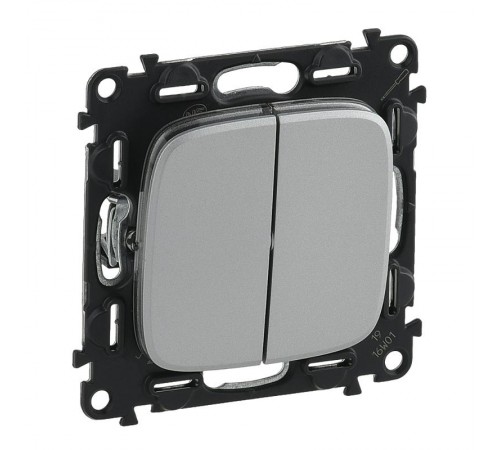 Valena ALLURE DIY Алюминий Переключатель 1-клавишный с подсветкой 10А 250В  752908  Legrand