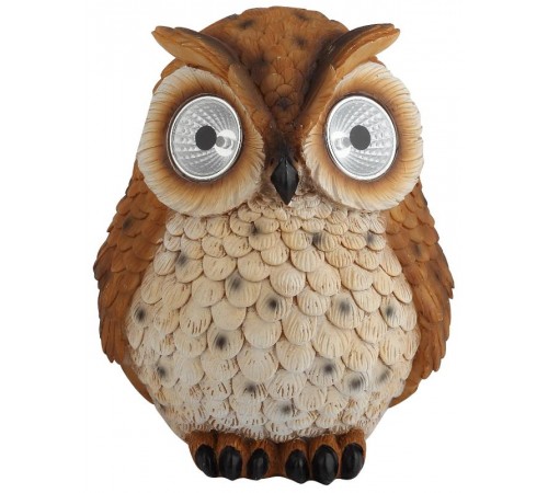 Cветильник садовый декоративный Сова рыжая на солнечной батарее ERAFYS01-10 полистоун, 19 см  Б0044842  ЭРА