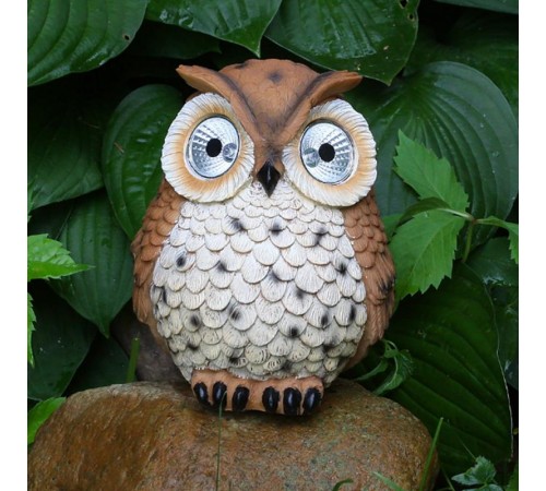 Cветильник садовый декоративный Сова рыжая на солнечной батарее ERAFYS01-10 полистоун, 19 см  Б0044842  ЭРА