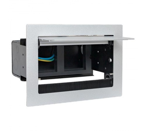 Встраиваемый настольный лючок, 4 модуля=2 поста, C-Line, металлик  cl-vnl-4-s  EKF