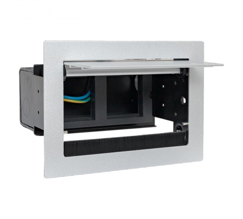 Встраиваемый настольный лючок, 4 модуля=2 поста, C-Line, металлик  cl-vnl-4-s  EKF