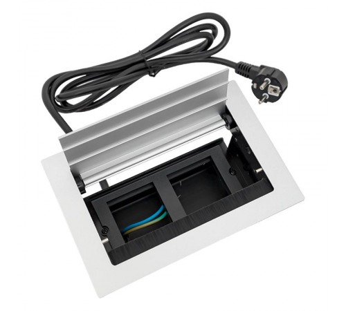 Встраиваемый настольный лючок, 4 модуля=2 поста, C-Line, металлик  cl-vnl-4-s  EKF