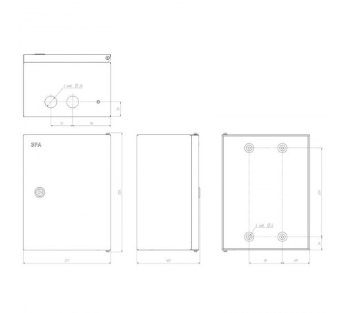  Щит с монтажной панелью металлический ЩМПг-00 IP54 (290х220х155) SIMPLE  Б0041664  ЭРА
