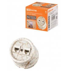 Розетка двойная компьютерная RJ45 мраморная "Болонь"  SQ1820-0151  TDM