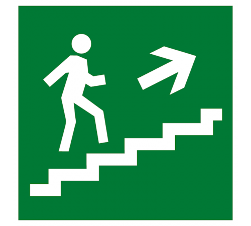 Знак эвакуационный E 15 "Направление к эвакуационному выходу по лестнице вверх" 200х200 мм  pn-e-15  EKF