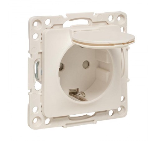 Стокгольм Механизм Розетки 1-местной с/з 16А белый с крышкой и защ. штор. IP44 EKF PROxima  EYR16-028-10-44  EKF