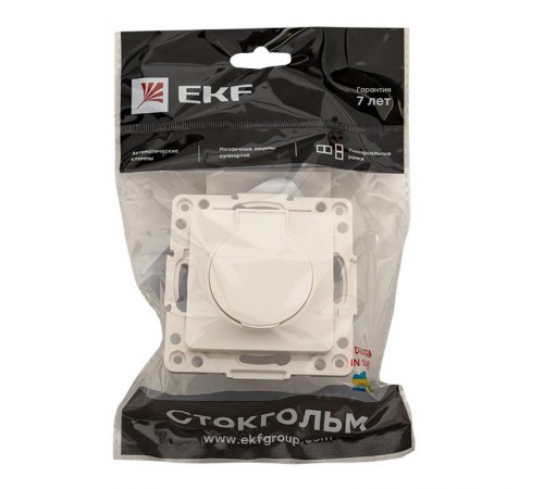 Стокгольм Механизм Розетки 1-местной с/з 16А белый с крышкой и защ. штор. IP44 EKF PROxima  EYR16-028-10-44  EKF