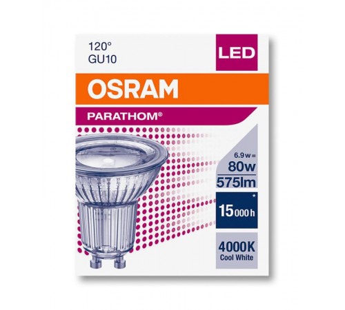 Лампа светодиодная LPPAR1680120 6,5W/840 230V GU1010X1  4058075815674  OSRAM