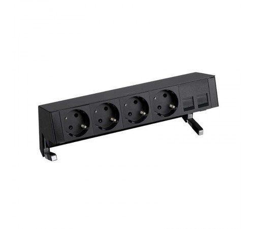 Simon S400 Настольный розеточный блок, 4х2P+E, адаптер для 2хRJ45, моноблок, черный, Simon 400  42504020-138  Simon