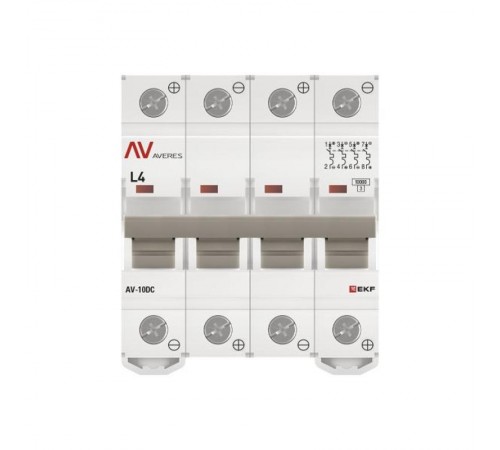 Выключатель автоматический AV-10 DC 4P 4A (L) 10kA AVERES  mcb10-DC-4-04L-av  EKF