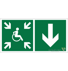 Знак безопасности BL-2915B.E78"Указ. двери пункта сбора(безоп.зоны)МГН(прав.)"  a19889  Белый свет