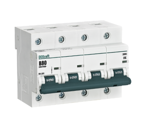 Автоматический выключатель 4Р 80А х-ка B ВА-201 10кА  13046DEK  DEKraft
