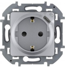 Inspiria Алюминий Розетка с заземлением С/У со встроенным зарядным устройством USB C 1.5А без рамки  673772  Legrand