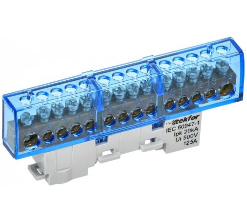 TEKFOR Шина N "ноль" изолированная на универсальном держателе 8х12-14-С  TF-NN20-14-KL-K07  IEK