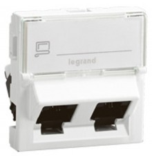 Двойная розетка RJ 45 - Программа Mosaic - категория 6 - FTP 45° - 2 модуля - белый - LCS  076506  Legrand