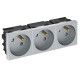 Розетка тройная 33° Modul45connect, франц. стандарт, 250 В, 16A (серебристый) (STD-F3C AL3)  6120702  OBO Bettermann