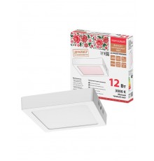 Светильник светодиодный накладной "Даунлайт НАРОДНЫЙ" квадрат СПО (белый) алюминий 12Вт 3000К  SQ0329-4203  TDM