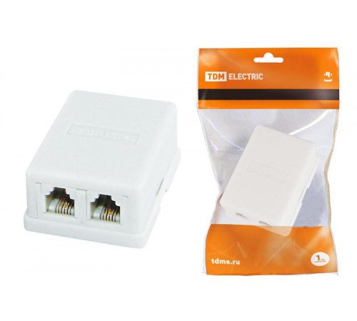 Телефонная розетка 2x6Р-4С  SQ1809-0002  TDM