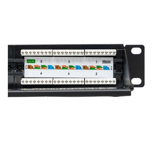 Патч-панель TERACOM 19'' Cat.5E 1U неэкранирован UTP 24 порта RJ-45 110 IDC с органайзером  TRC-PPNL-5EUTP-C1U24  EKF