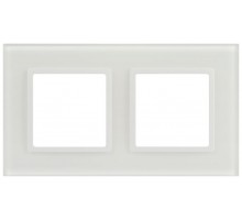 Рамка для розеток и выключателей Elegance 14-5102-01М на 2 поста, стекло, белый матовый+бел.  Б0065834  ЭРА