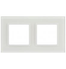 Рамка для розеток и выключателей Elegance 14-5102-01М на 2 поста, стекло, белый матовый+бел.  Б0065834  ЭРА
