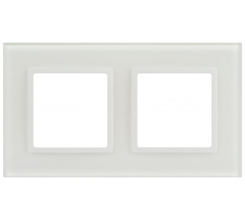Рамка для розеток и выключателей Elegance 14-5102-01М на 2 поста, стекло, белый матовый+бел.  Б0065834  ЭРА