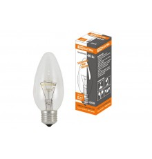Лампа накаливания ЛОН  40Вт Е27 230В свеча прозрачная  SQ0332-0010  TDM