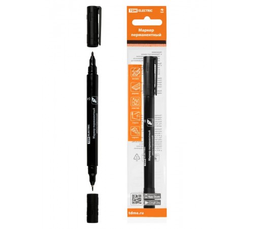 Маркер перманентный двухсторонний 0,4/1 мм, черный (пакет) круглый наконечник  SQ0594-0112  TDM