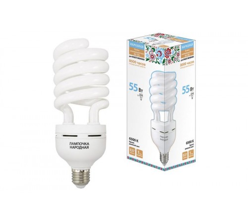 Лампа энергосберегающая КЛЛ  55Вт Е27 865 cпираль НЛ-HS  SQ0347-0039  TDM