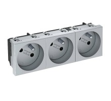 Розетка тройная 33° франц. стандарт, 250 В, 16A (серебристый) (STD-F3 AL3)  6120272  OBO Bettermann