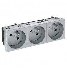 Розетка тройная 33° франц. стандарт, 250 В, 16A (серебристый) (STD-F3 AL3)  6120272  OBO Bettermann